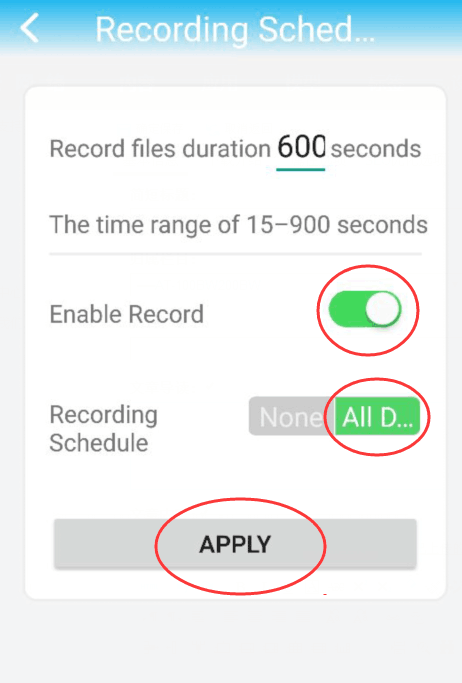 How to set 24hours or continuous recordings?